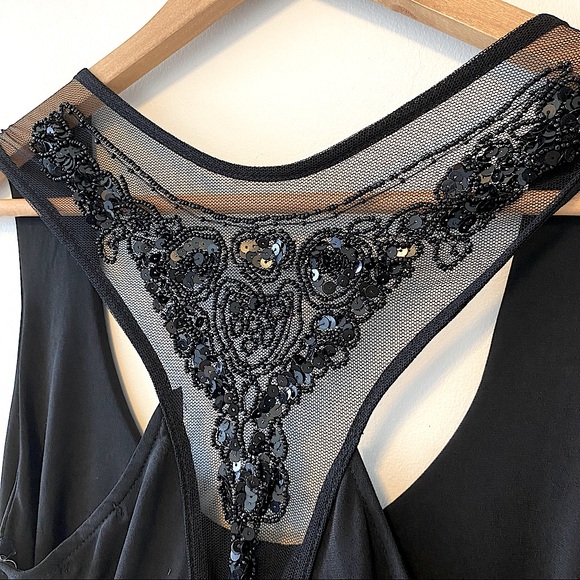 Black dress with embroidered sequin back detail - Picture 7 of 9